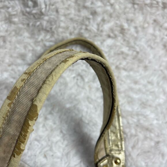 Coach large Tote Bag satin gold Signature F20026 metallic gold trim & Straps. - Picture 15 of 15
